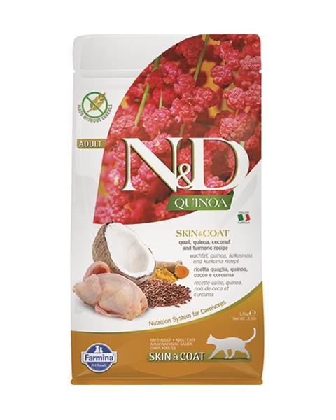 Farmina N&D cat QUINOA (GF) adult, skin & coat, quail & coconut 1,5 kg