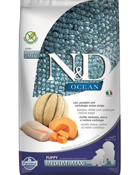 Farmina N&D dog OCEAN PUMPKIN (GF) puppy medium & maxi, cod & cantaloupe melon 2,5 kg