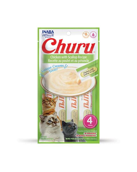 Pamlsok Inaba Churu Pyré cat Kura s hrebenatkou 4 tuby 56 g 