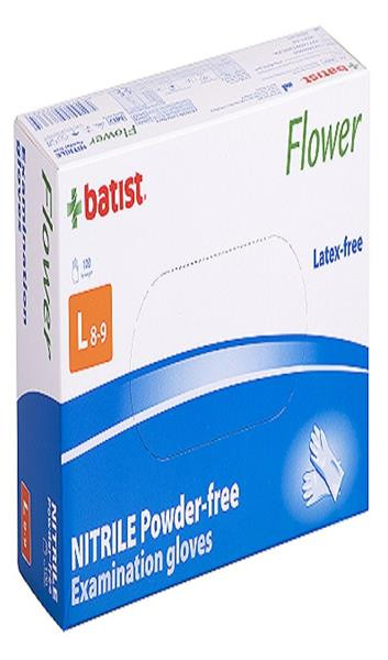 Rukavice vyšetr.nitrilové nepúdr. FLOWER veľ.L, nesterilné 100 ks