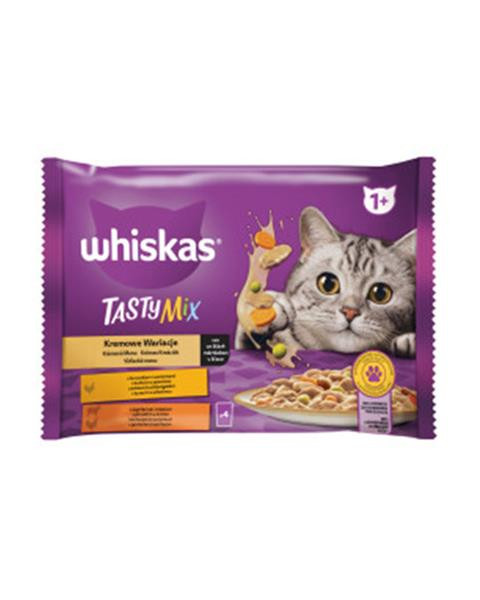 Mars WHISKAS kapsička cat Tasty mix ( kura&zel., jah.& morč.)v krémovej omáčke 4 x 85 g