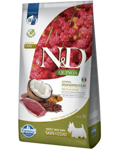 Farmina N&D dog QUINOA (GF) adult mini, skin & coat, duck & coconut 7 kg