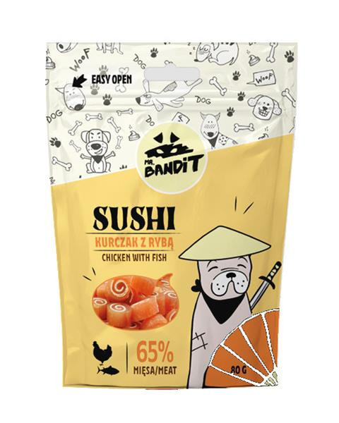 Pamlsok Mr. Bandit sushi chicken & fish 80g