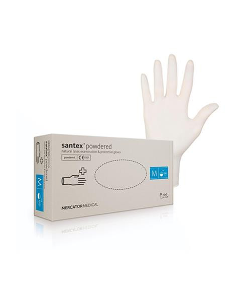 Rukavice vyšetr. latex. SANTEX veľ. M 100 ks/bal. púdrované