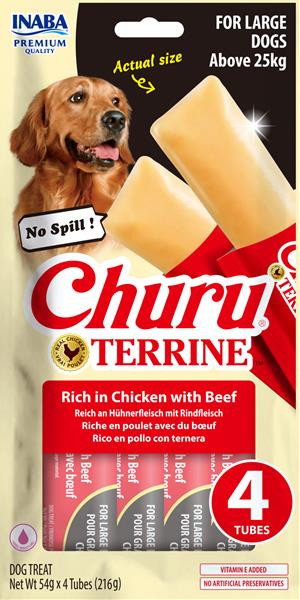 Pamlsok Inaba Churu Terrine dog kura s hovädzím 4 x 54 g