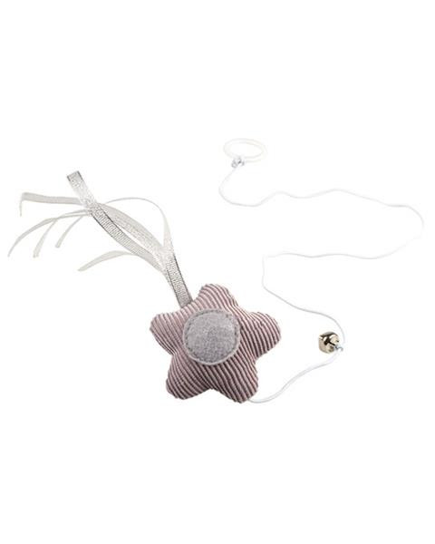 Hračka DUVO + hviezda jemná s pružným zvončekom šedá 17,5x6,5x3cm