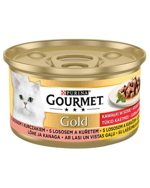 Nestlé GOURMET GOLD cat losos&kura kúsky šťava konz.12x85 g