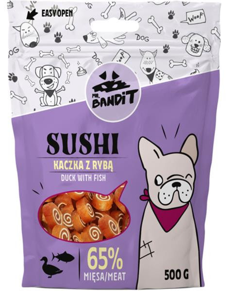 Pamlsok Mr. Bandit sushi duck with fish 500g