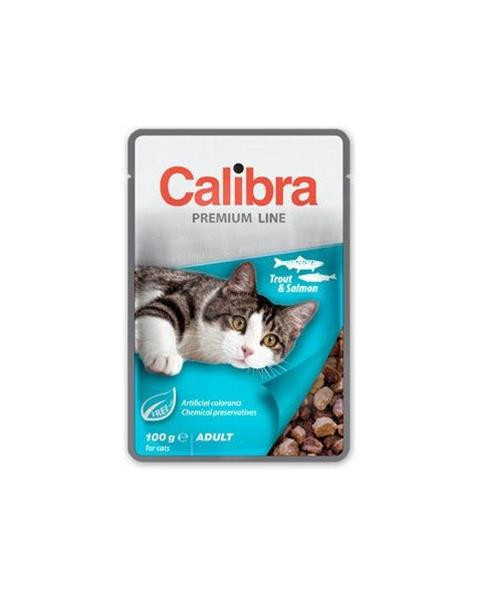 Calibra KAPSIČKA Premium cat Adult Pstruh & losos v omáčke 24 x 100 g
