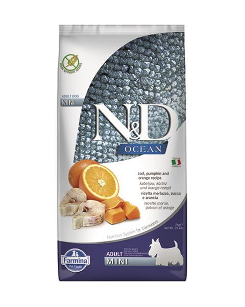 Farmina N&D dog OCEAN PUMPKIN (GF) adult mini, codfish & orange 7 kg