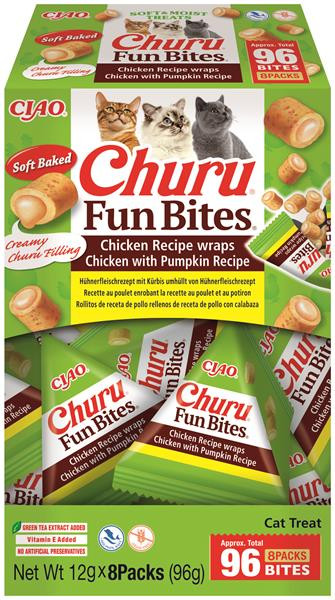 Pamlsok Inaba Churu Fun Bites cat kura s tekvicou 8 x 12 g