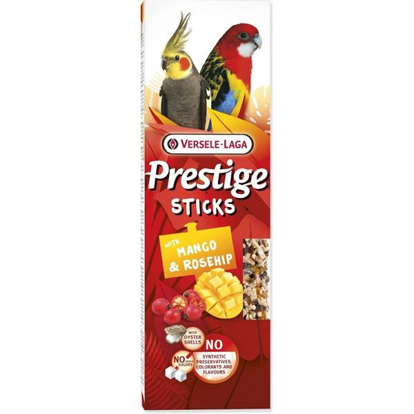 Pamlsok VL Prestige Sticks Big Parakeets with Mango & Rosehip topping 2 ks- tyčinka pre stredné papagáje s moangom a šípkami 140 g 