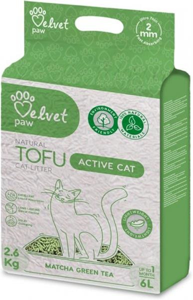 Podstielka pre mačky Velvet Paw Tofu s extraktom zo zeleného čaju 6 l