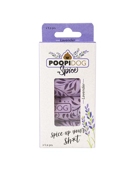 Sáčky DUVO+ na zber psích výkalov s potlačou a vôňou levandule, bal.4 ks roliek