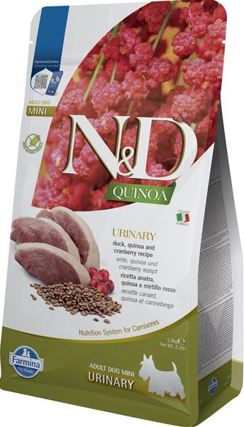 Farmina N&D dog QUINOA (GF) adult mini urinary , duck & cranberry 1,5 kg