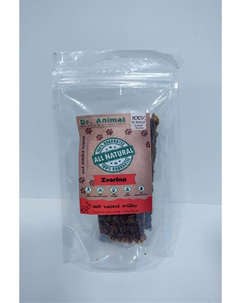 Pamlsok Dr. Animal zverina mäsové prúžky 80g