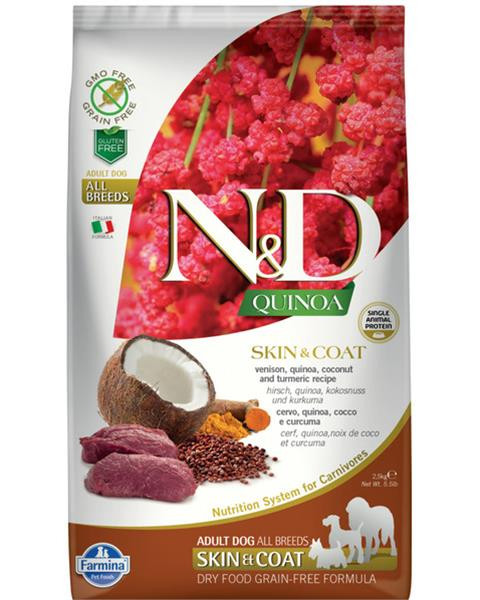 Farmina N&D dog QUINOA (GF) adult medium & maxi, skin & coat, venison & coconut 7 kg