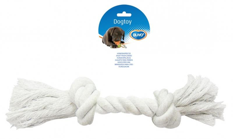 Hračka DUVO+ Lano s 2 uzlami na ťahanie biele XXLarge 45 cm