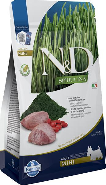 Farmina N&D dog SPIRULINA (GF) puppy mini lamb and goji 0,8 kg