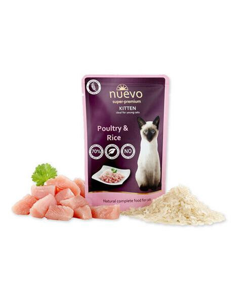 NUEVO cat Kitten Poultry with Rice bal. 16 x 85 g kapsičky