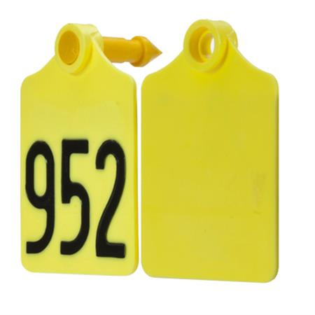 Číslo ušné Primaflex žlté,s číslom veľ.0-4,5 x 2,0 cm