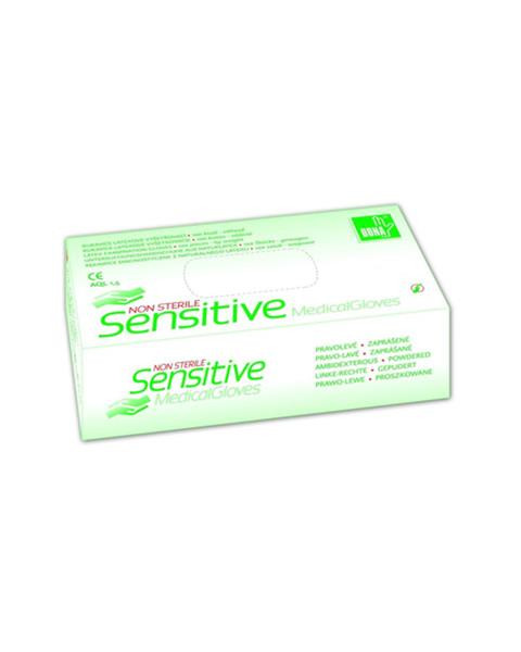 Rukavice vyšetr.latex Sensitive veľ.S, púdrované 100 ks
