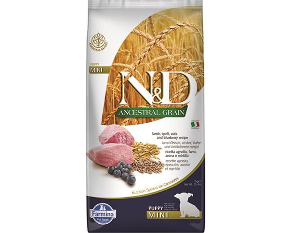 Farmina N&D dog AG puppy mini, lamb, spelt, oats & blueberry 7 kg