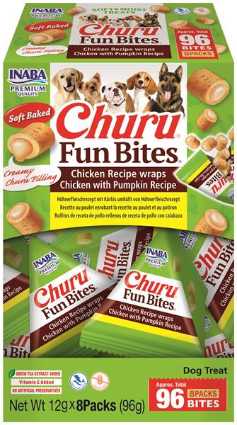 Pamlsok Inaba Churu Fun Bites dog kura s tekvicou 8 x 12 g