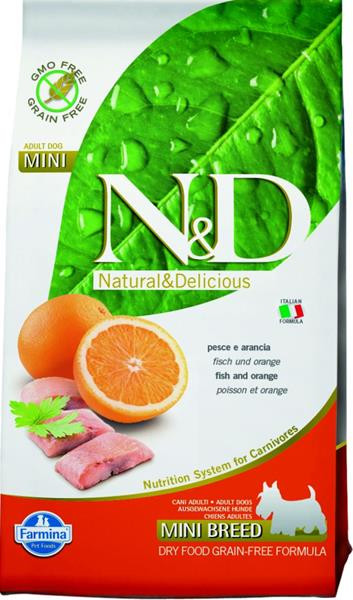 Farmina N&D dog GF adult mini, fish & orange 7 kg