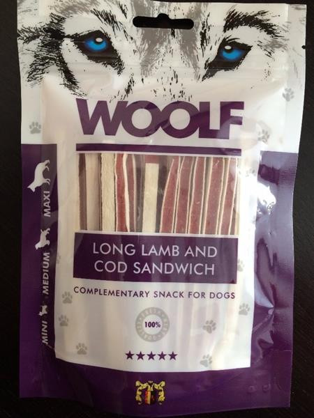 Pamlsok Woolf Dog Lamb & Codfish Soft Sandwich LONG 100 g