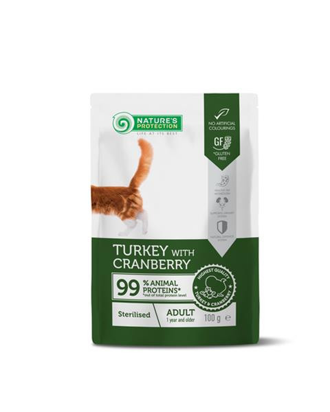 Natures P KAPSIČKY cat adult sterilised turkey & cranberry 22 x 100 g
