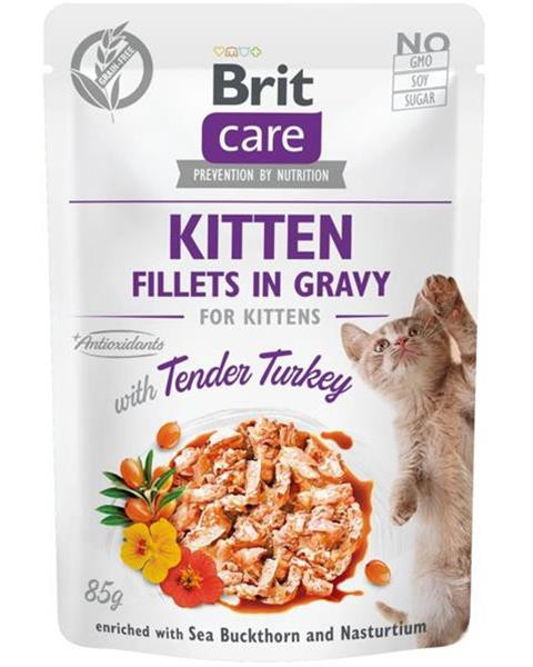 Brit Care cat Kapsička Kitten Fillets in Gravy with Tender Turkey 24 x 85 g