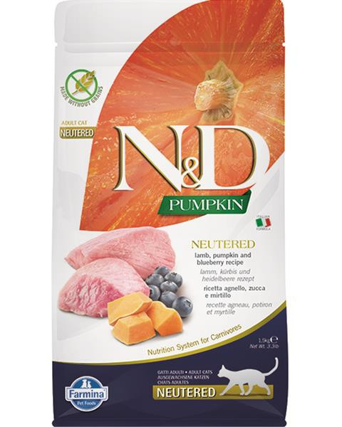 Farmina N&D cat PUMPKIN (GF) adult, neutered, lamb & blueberry 1,5 kg