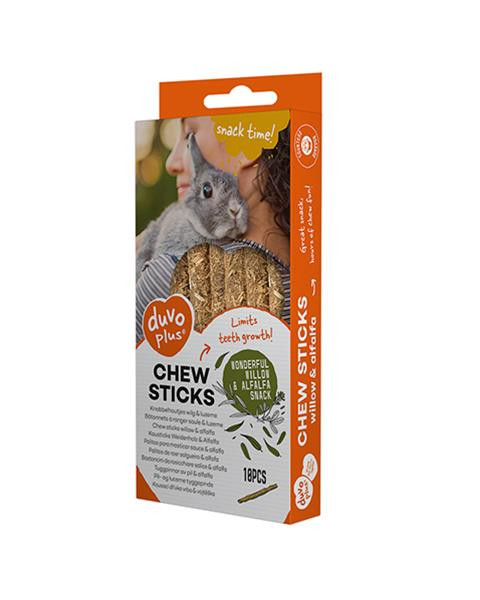 Pamlsok DUVO+ žuvacie tyčinky vŕba a lucerna pre hlodavce 70g - 10 ks - 12x1x1cm