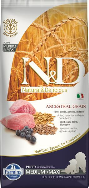 Farmina N&D dog AG puppy medium & maxi, lamb, spelt, oats & blueberry 12 kg