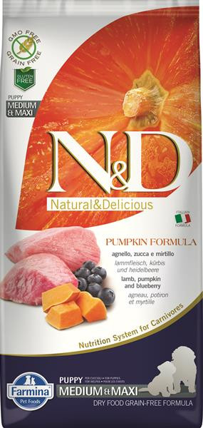 Farmina N&D dog PUMPKIN (GF) puppy medium & maxi, lamb & blueberry 12 kg