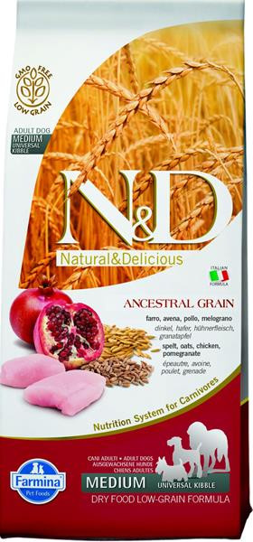 Farmina N&D dog AG adult medium & maxi, chicken, spelt, oats & pomegranate 12 kg