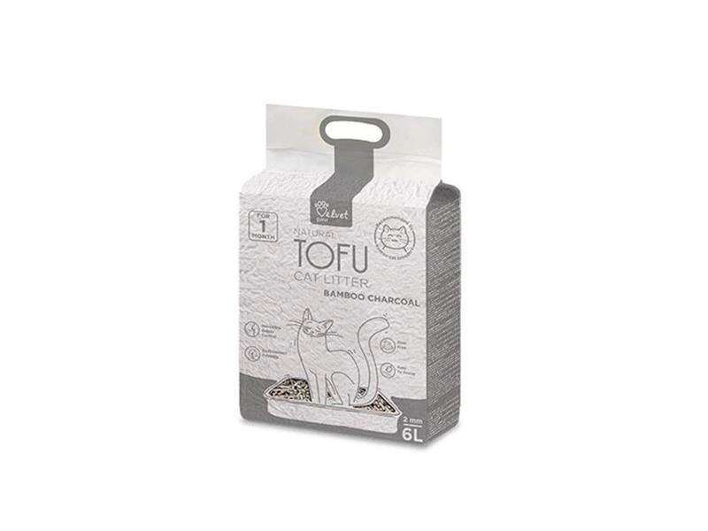 Podstielka pre mačky Velvet Paw Tofu s bambusovým uhlím 6 l