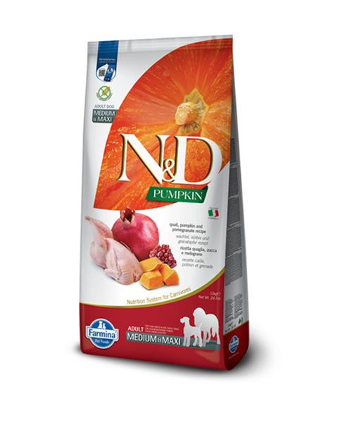 Farmina N&D dog PUMPKIN (GF) adult medium & maxi, quail & pomegranate 12 kg
