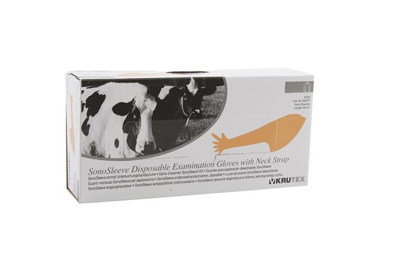 Rukavice vyšetr.KRUTEX SonoSleeve s náramenníkom, oranžové 90 cm, 50 ks