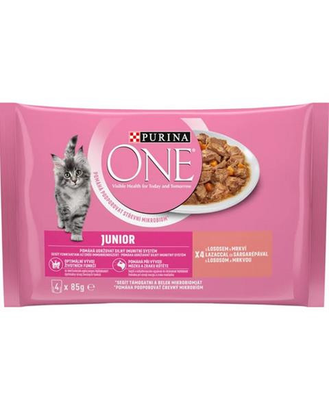 Nestlé PURINA ONE cat Junior mini filetky s lososom a mrkvou v šťave 4x85g