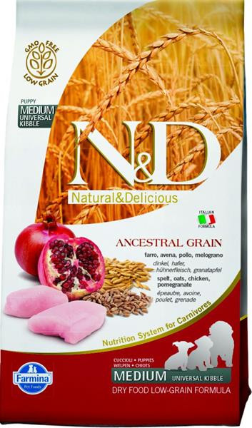Farmina N&D dog AG puppy medium & maxi, chicken, spelt, oats & pomegranate 2,5 kg