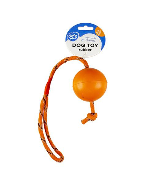 Hračka DUVO+ Lopta gumená, s povrazom, mix farieb s priemerom 6 cm, dĺžka 30 cm