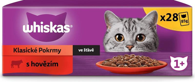 Mars WHISKAS kapsička cat s hovädzím mäsom v šťave 28 x 85 g