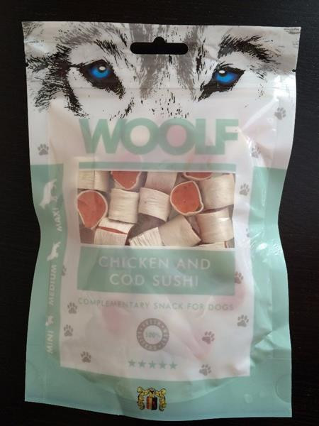 Pamlsok Woolf Dog Chicken & Codfish sushi 100 g